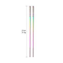 Load image into Gallery viewer, Silver and Gold Purple Blue Rose Gold Orange Pink Black Rainbow Stainless Steel Metal Reusable Chinese Novelty Chopsticks Non-Slip | 1 Pair