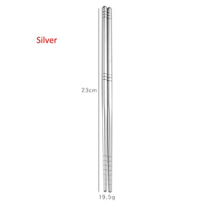 Gold Silver Pink Rainbow Chrome Reusable Stainless Steel Metal Chopsticks Non-Slip Novelty Chinese Chopsticks | 1 Pair