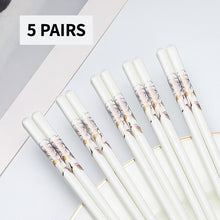 Load image into Gallery viewer, Gold Yellow and White Ceramic Chinese Luxury Bone China Porcelain Chopsticks (5 Pairs)