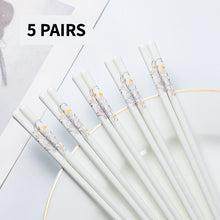 Load image into Gallery viewer, Gold Yellow and White Ceramic Chinese Luxury Bone China Porcelain Chopsticks (5 Pairs)