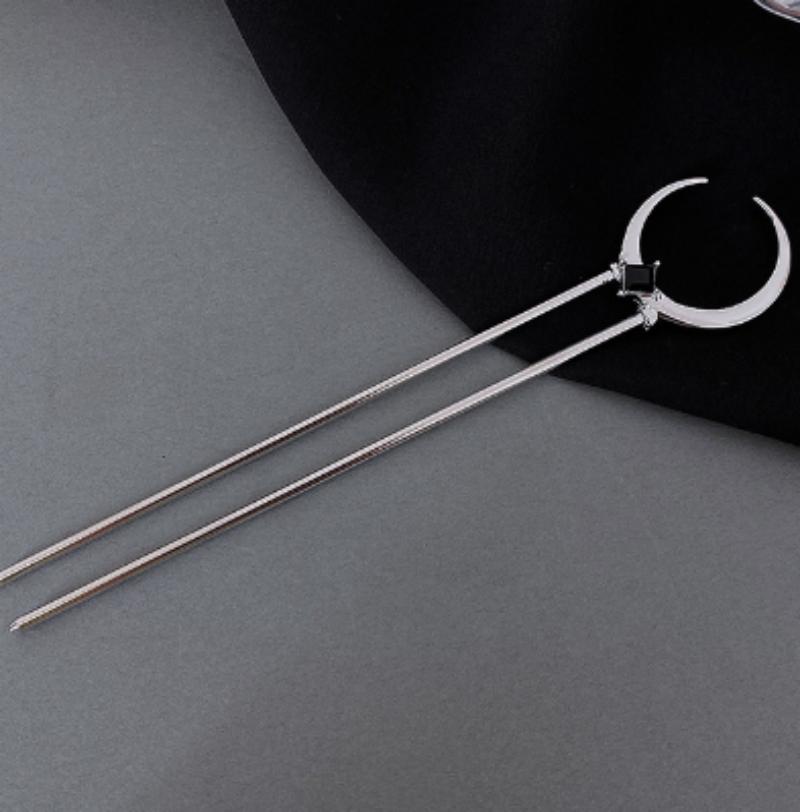 Moon Crescent Inspired Chinese Style Hairpins Hair Chopsticks Women's Metal Accessory | 1 pc