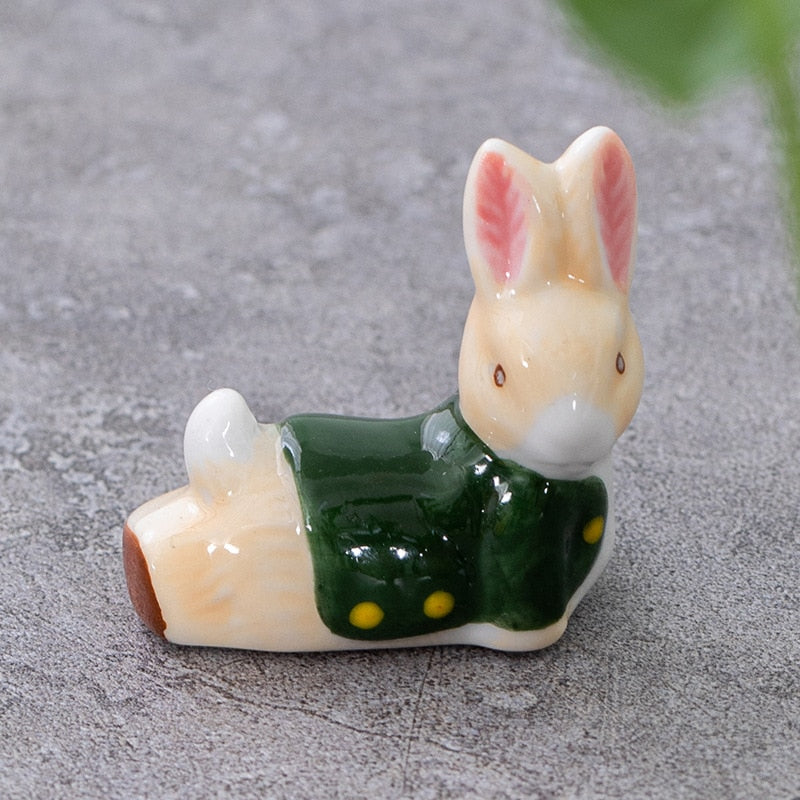 Cute Animal Rabbit Ceramic Crafts Chopstick Rest Chopstick Holder Small Ornaments Holder Dining Table Tableware Home Decor | 1 PC