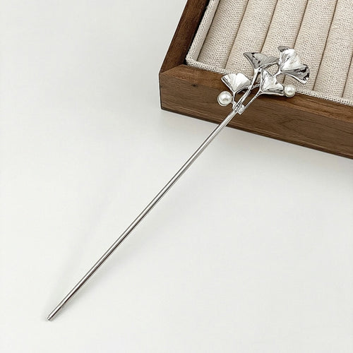 Gingko Leaf with Pearl | Vintage Chinese Style Hairpins Hair Chopsticks Women's Metal Accessory 1 pc