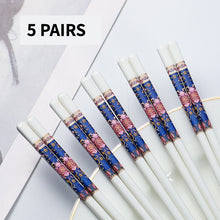 Load image into Gallery viewer, Blue and White Ceramic Chinese Luxury Chopsticks Bone China Porcelain (5 Pairs)