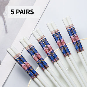 Blue and White Ceramic Chinese Luxury Chopsticks Bone China Porcelain (5 Pairs)