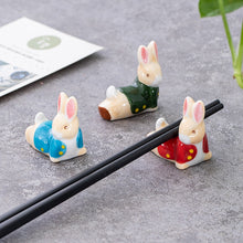 Load image into Gallery viewer, Cute Animal Rabbit Ceramic Crafts Chopstick Rest Chopstick Holder Small Ornaments Holder Dining Table Tableware Home Decor | 1 PC