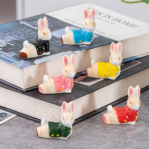 Cute Animal Rabbit Ceramic Crafts Chopstick Rest Chopstick Holder Small Ornaments Holder Dining Table Tableware Home Decor | 1 PC
