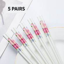 Load image into Gallery viewer, Pink Red and White Bone China Luxury Ceramic Chinese Chopsticks (5 Pairs)