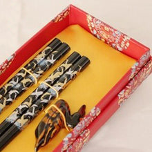 Load image into Gallery viewer, Dark Ornate Duck Chopstick and Holder Luxury Gift Set (2 pairs)