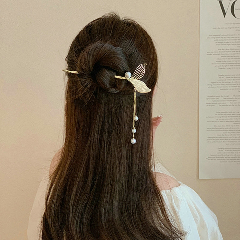 Gold Whale Fin Tail Vintage Chinese Style Hairpins Hair