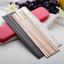 Load image into Gallery viewer, Contemporary Stainless Steel Rose Gold Chopstick Set (5 pairs)