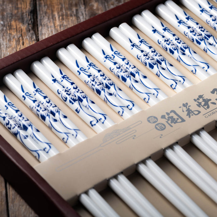 Blue China Luxury Chopsticks Set (10 pairs)