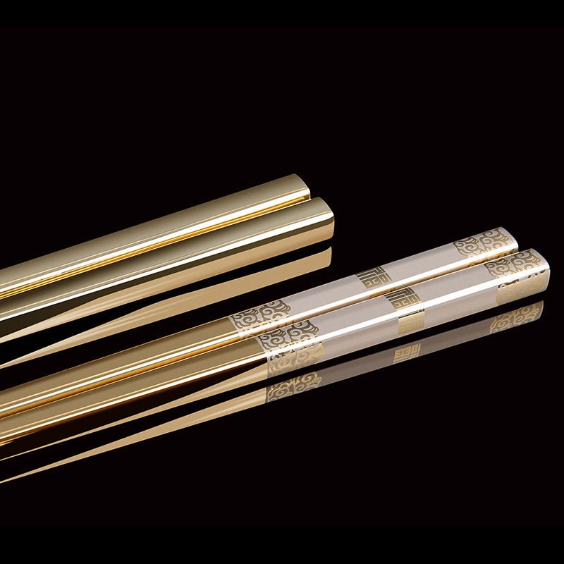 Korean Titanium Plated Stainless Steel Chopsticks | Gold (1 Pair)