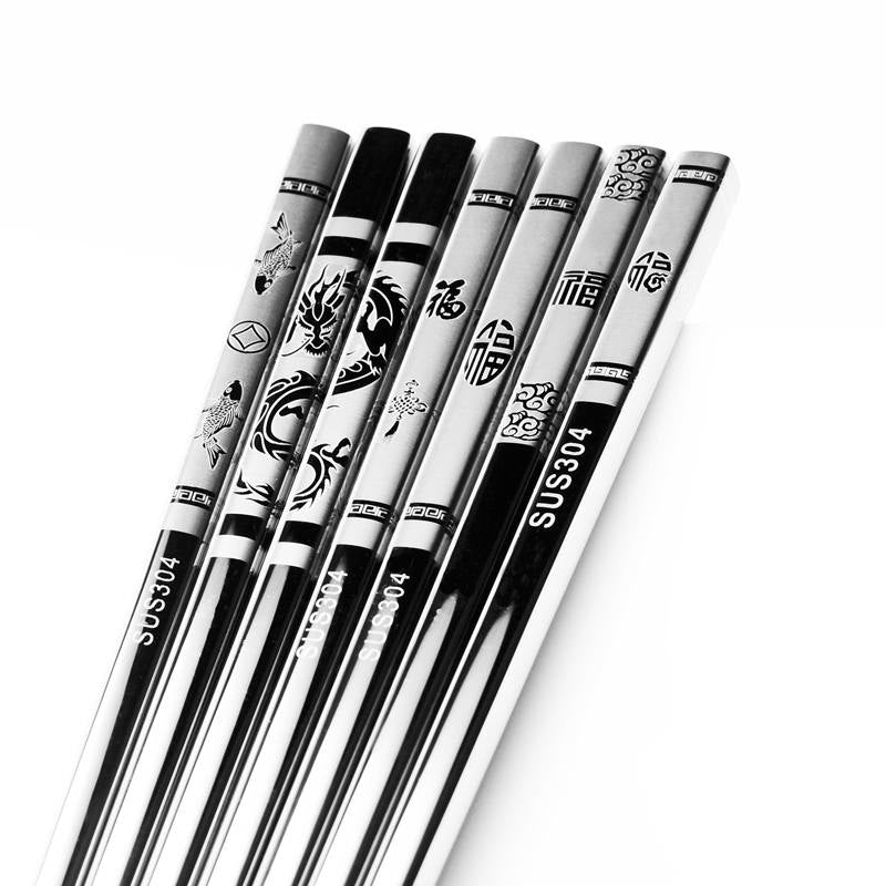 Anti-Skid Stainless Steel Dragon Chopsticks