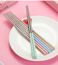 Load image into Gallery viewer, Blue Stainless Steel Chopsticks with Box