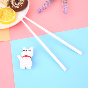 Cartoon Cat Children Training Chopsticks | White (1 Pair)
