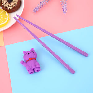 Cartoon Cat Children Training Chopsticks | Purple (1 Pair)