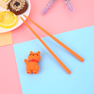 Cartoon Cat Children Training Chopsticks | Orange (1 Pair)