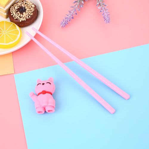 Cartoon Cat Children Training Chopsticks | Light Pink (1 Pair)