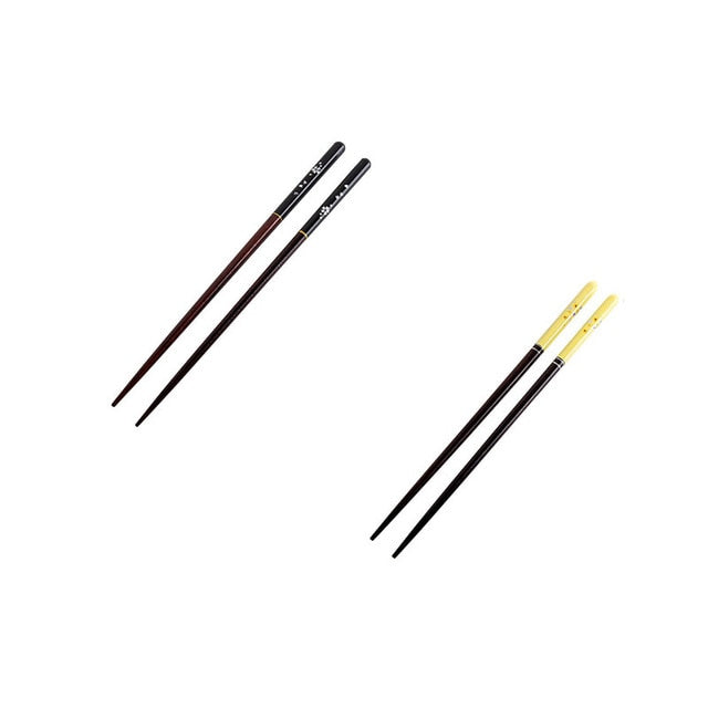 Japanese Cherry Wooden Chopsticks | Black and Yellow (2 Pairs)