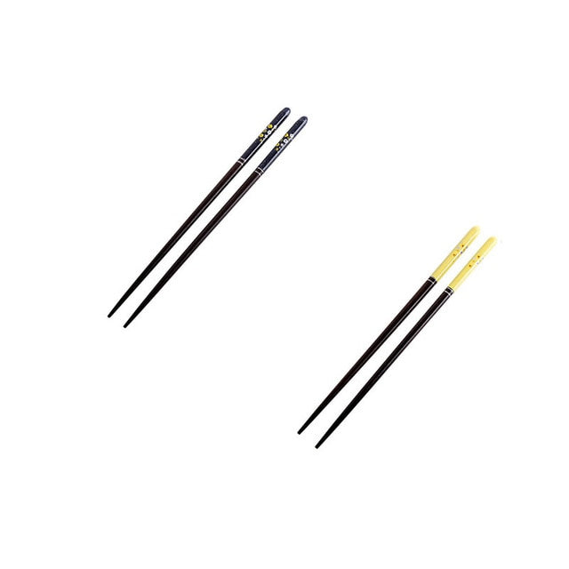 Japanese Cherry Wooden Chopsticks | Blue and Yellow (2 Pairs)