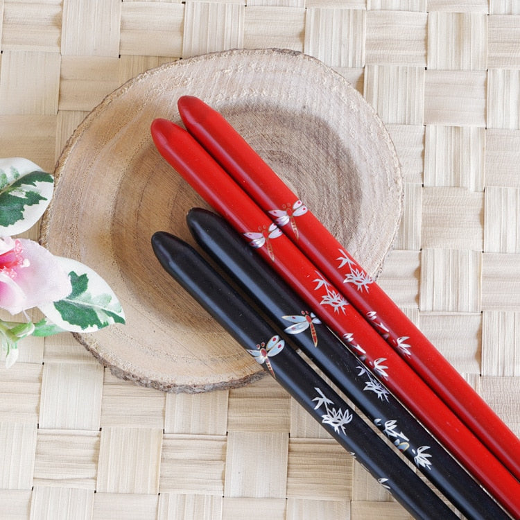 Japanese Style Dragonfly Wooden Chopsticks | Red (1 Pair)