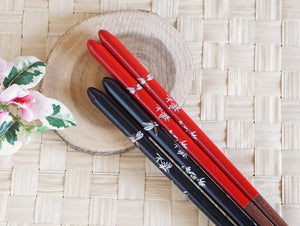 Japanese Style Dragonfly Wooden Chopsticks | Black (1 Pair)