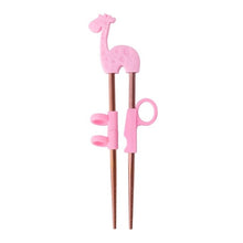 Load image into Gallery viewer, Kids Training Stainless Steel Chopsticks | Pink Giraffe in Rose Gold (1 Pair)