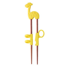 Load image into Gallery viewer, Kids Training Stainless Steel Chopsticks | Yellow Giraffe in Rose Gold (1 Pair)
