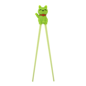 Cartoon Cat Children Training Chopsticks | Green (1 Pair)