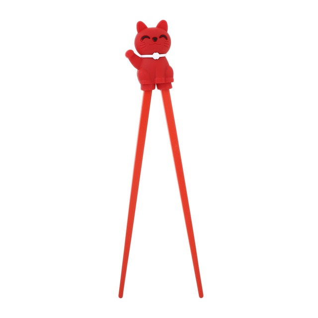 Cartoon Cat Children Training Chopsticks | Red (1 Pair)