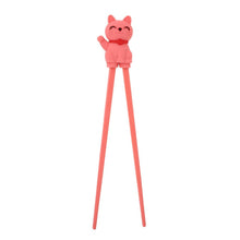 Load image into Gallery viewer, Cartoon Cat Children Training Chopsticks | Watermelon Red (1 Pair)