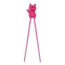 Load image into Gallery viewer, Cartoon Cat Children Training Chopsticks | Magenta (1 Pair)
