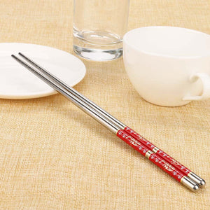 Chinese Decoration Stainless Steel Chopsticks (1 Pair)