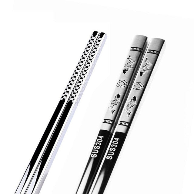 Anti Skid Stainless Steel Koi Chopstick (1 pair)