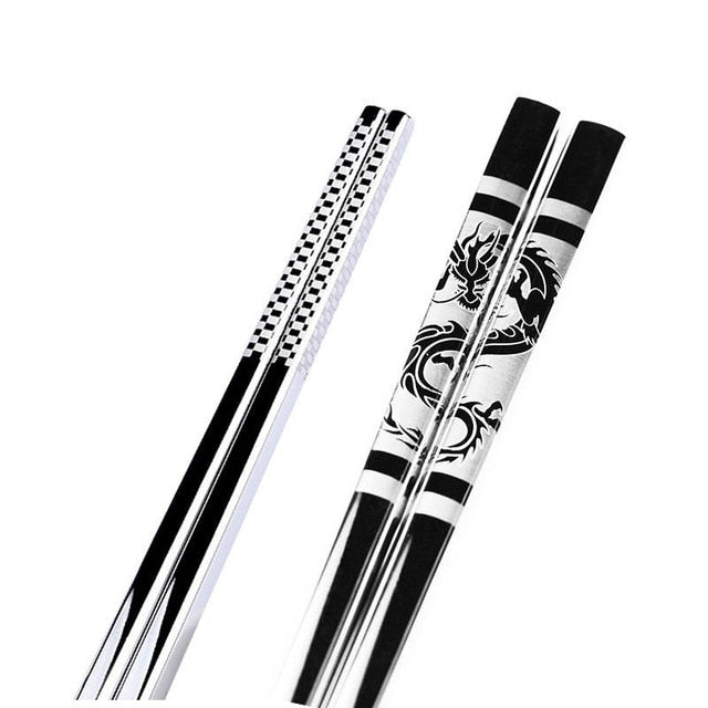 Anti Skid Stainless Steel Dragon Chopstick (1 pair)