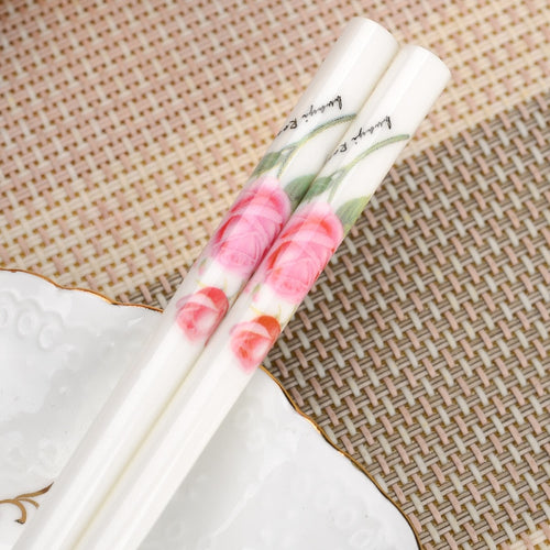 Chinese Rose Luxury Ceramic  Chopsticks (1 pair)