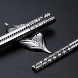 Good Fortune Engraved Metal Chopsticks