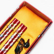 Load image into Gallery viewer, Ornate Festive Duck Chopstick and Holder Luxury Gift Set (2 pairs)
