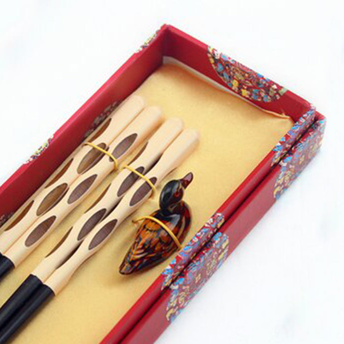 Unique Modern Duck Chopstick and Holder Luxury Gift Set (2 pairs)